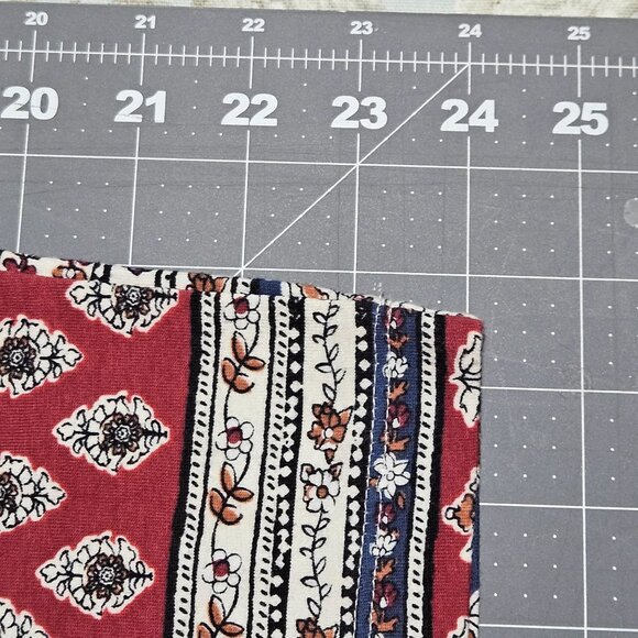 Bohemian Gypsie Hippie Midi Skirt Red Blue Floral Stripe Stretchy Women's Med - Picture 9 of 15